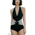 XS- W2310 Eco Friendly Swimwear Women's One-Piece V-Neck Quick Dry Anti-UV Breathable Beachwear Fashion Swimsuit