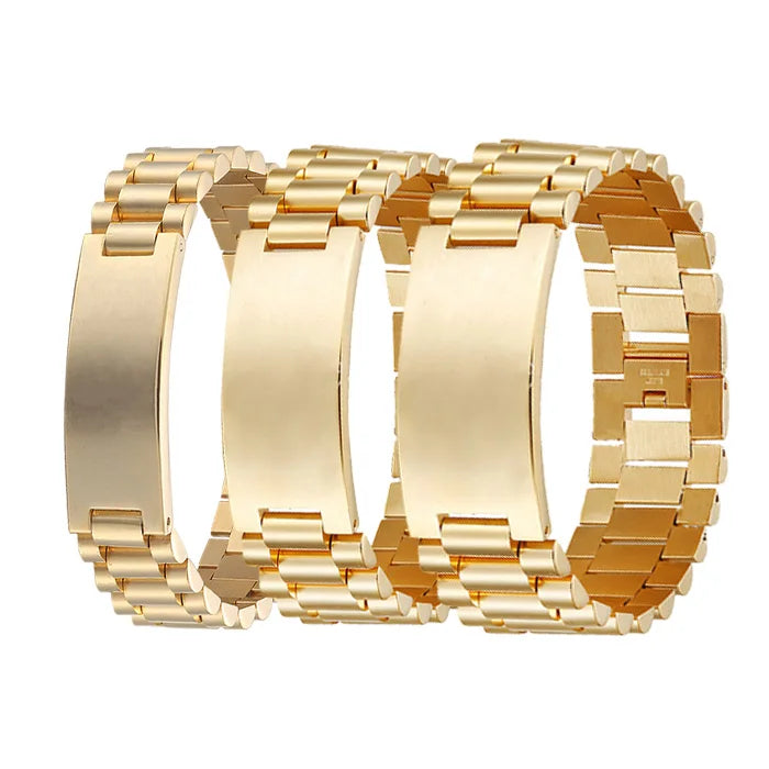 18K Real Gold Plated Minimalist Titanium Stainless Steel Bracelet Fashion Charm Jewelry for Men Women Bar Design Making Supplies