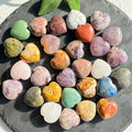 Natural Healing Gemstone Heart Shaped Crystal Pocket Stones 30mm 1.2 Inch Mixed Crystals Hearts for Pendant with Holes