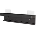 Wholesale Matte Black Living Room Storage Shelf Stainless Steel No Drilling Storage Rack with Hooks