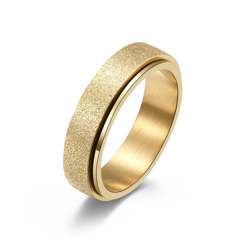 Non Tarnish Water Proof 18k Gold Stainless Steel Matte Jewelry Rings for Women Men