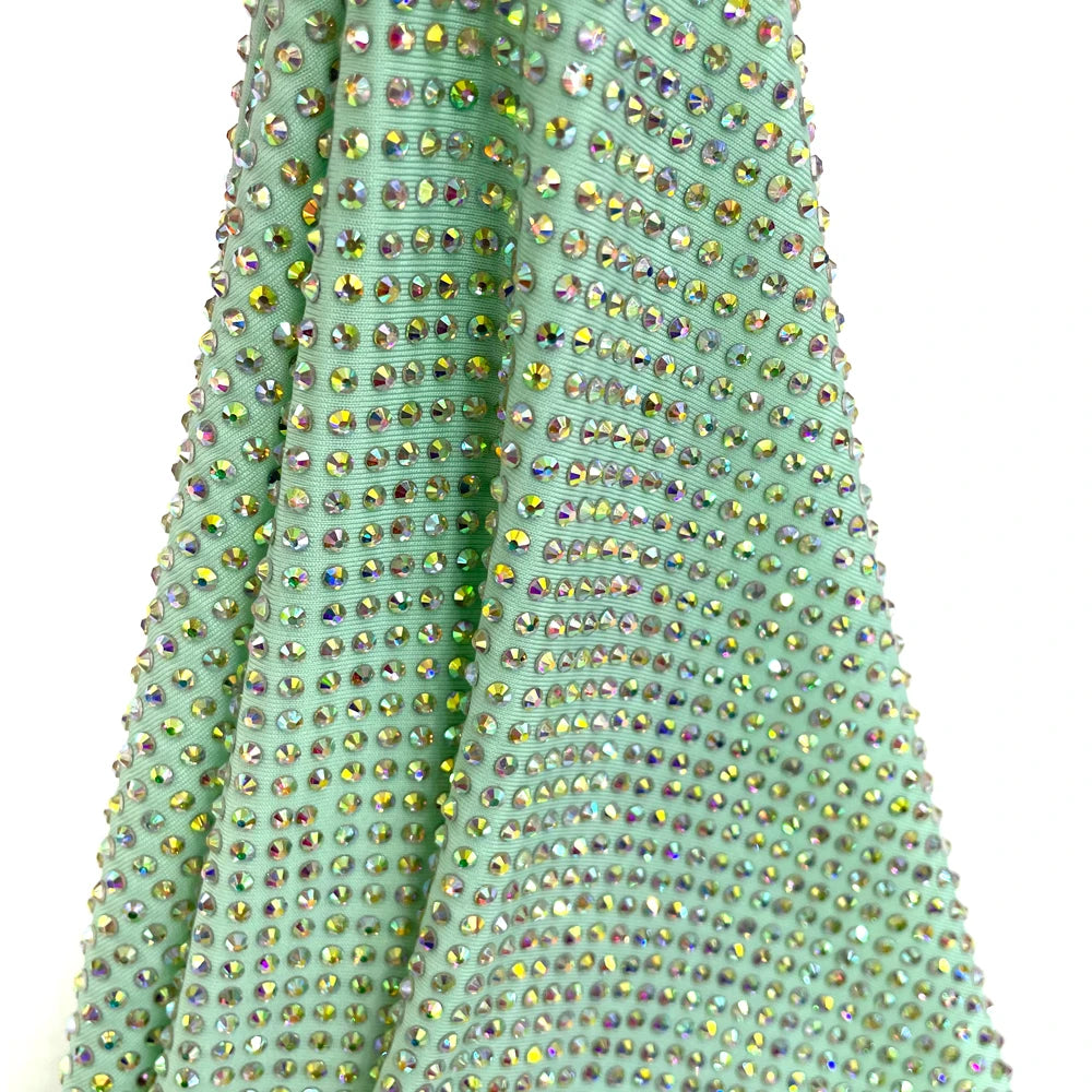 S541  SS10  New Arrival Elastic Diamond Fabric Rhinestone Mesh Fabric for Making Dress Sparkling Crystal Mesh Fabric