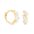 925 Sterling Silver Fashion Dainty Crystal Zirconia CZ Waterdrop Teardrop Mini Huggie Earring in Gold