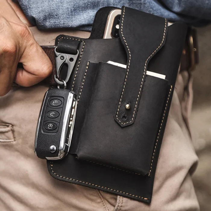 2022 Factory Wholesale Fanny Waist Bag Men PU Leather Belt Leg Hip Packs Cell Phone Case Lighter Box Case Outdoor Pouch
