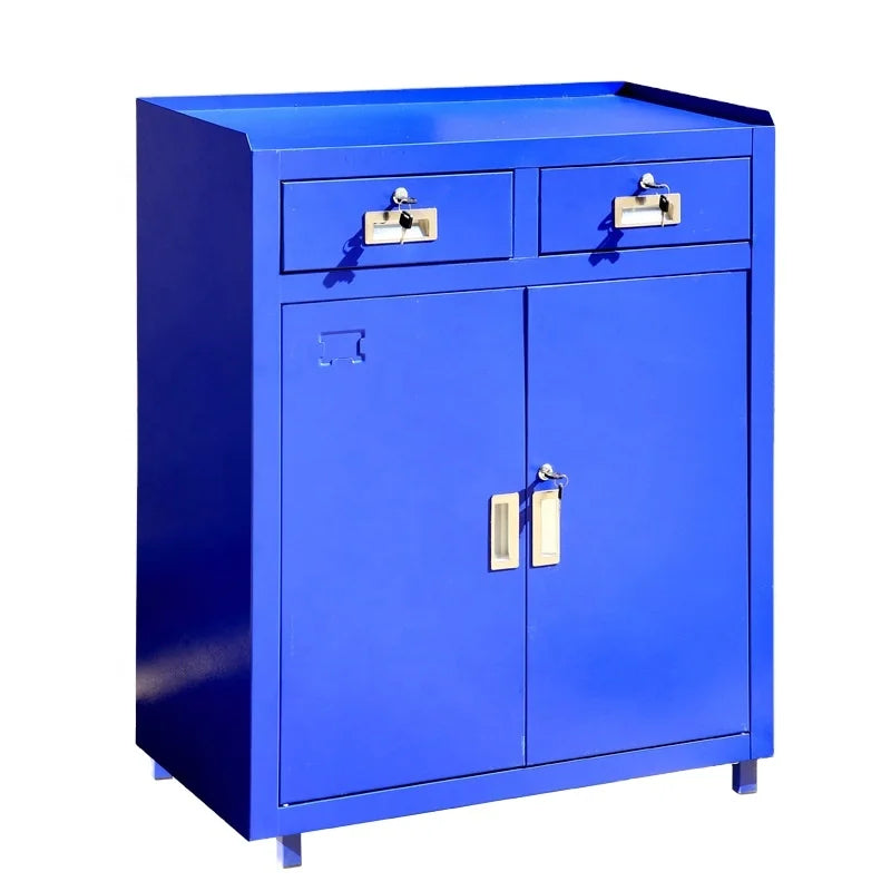 Max Tool Warehouse Storage Tool Cabinet with Lock Roller Cart 2 Drawers & 2 Doors OEM Available Blue/Green/Gray 80x40x100cm