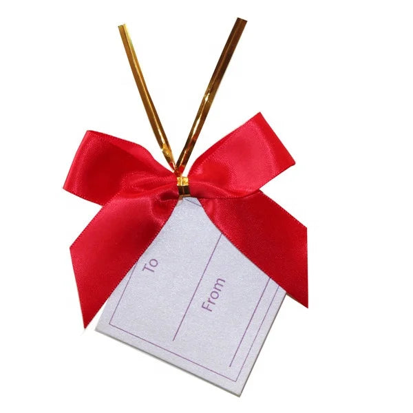Customizable Satin Bow Gift Tags Various Colors and Floral Styles with Handwritten 'To' Options for Events