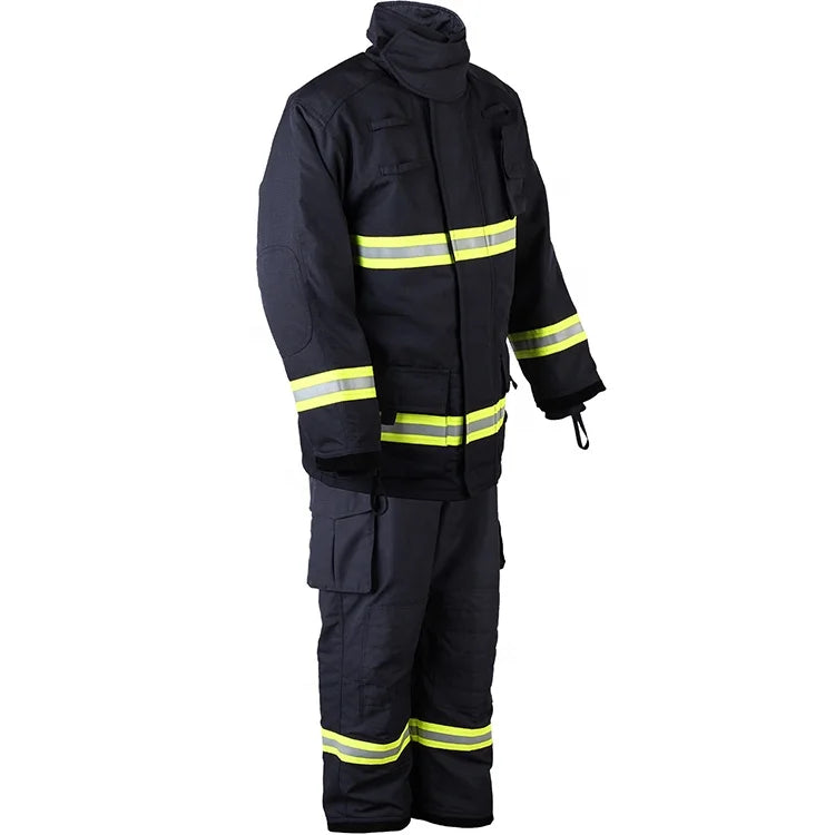 EN469 4 Layers Navy Blue Firefighter Suit Fireman Firefighting Uniform with Navy Blue