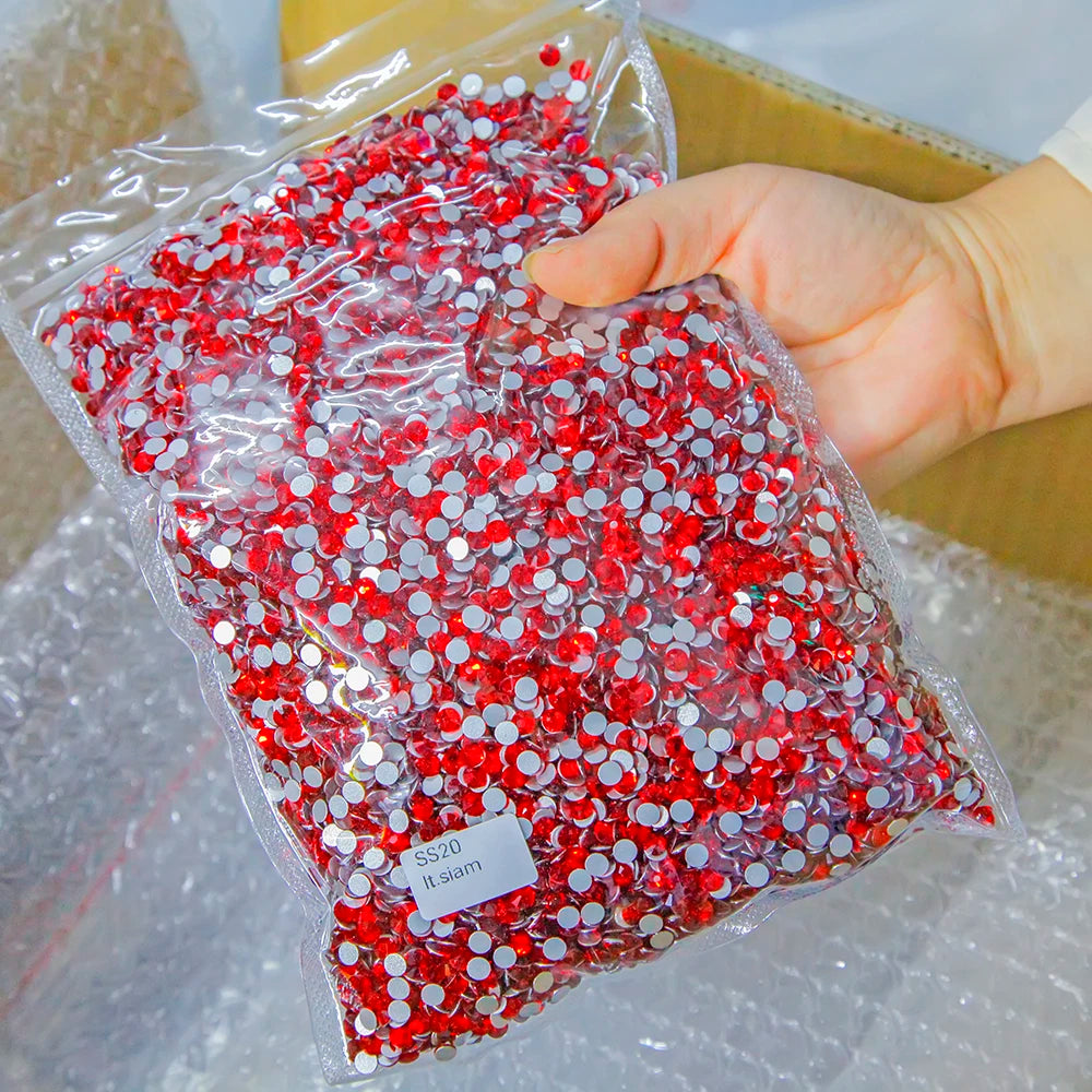Yantuo Wholesale Nail Art Supplies Lt. Siam Non Hotfix Rhinestones Crystal Flat Back Bulk SS3-SS30 Loose for Creative Designs