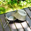 Outdoor Ultralight Titanium Sierra Bowl Titanium Camping Bowls Titanium Pot Cookware with Foldable Handle for BBQ Picnic