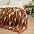 MY New Arrival Wholesale Geometric 100% Cotton Soft Knitted Throw for Autumn Custom