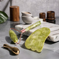 HZ Custom Logo XIUYAN JADE Facial Jade Stone Massage Roller Set Gua Sha Tool with Crystal Material Face Gift