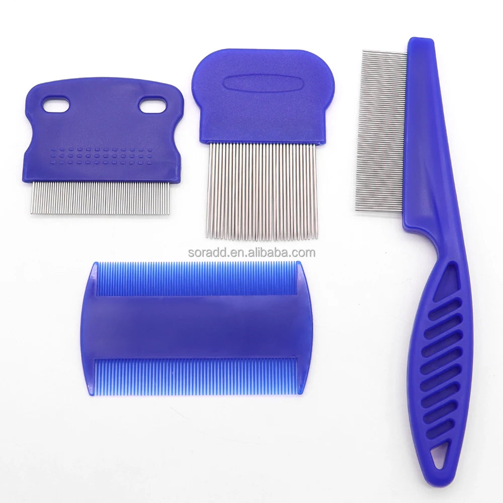 Factory Price Stainless Steel Cat Dog Pet Hair Grooming Flea Lice Comb Kit Tool with Rounded Teeth for Tear Stain Remover