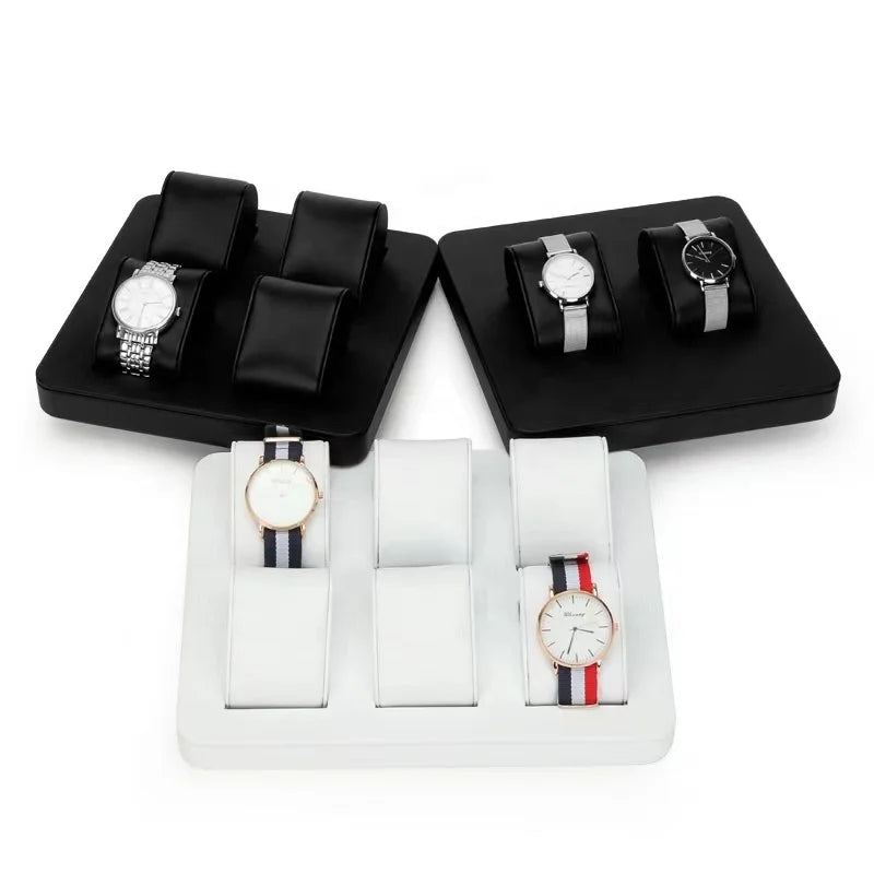 DOC Custom Wholesale PU Leather Watch Display Bangle Bracelet Jewelry Holder Watch Trays Watch stand
