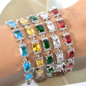 Excellent Quality Oval Cubic Zircon Blue Mystic Topaz Party Chain Link Zirconia Bracelet Jewelry for Women