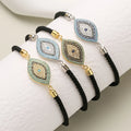 Hot Sale18K Gold Plated Blue Evil Eyes  Braided Rope Micro Paved Cubic Zircon Devil Eyes Charm