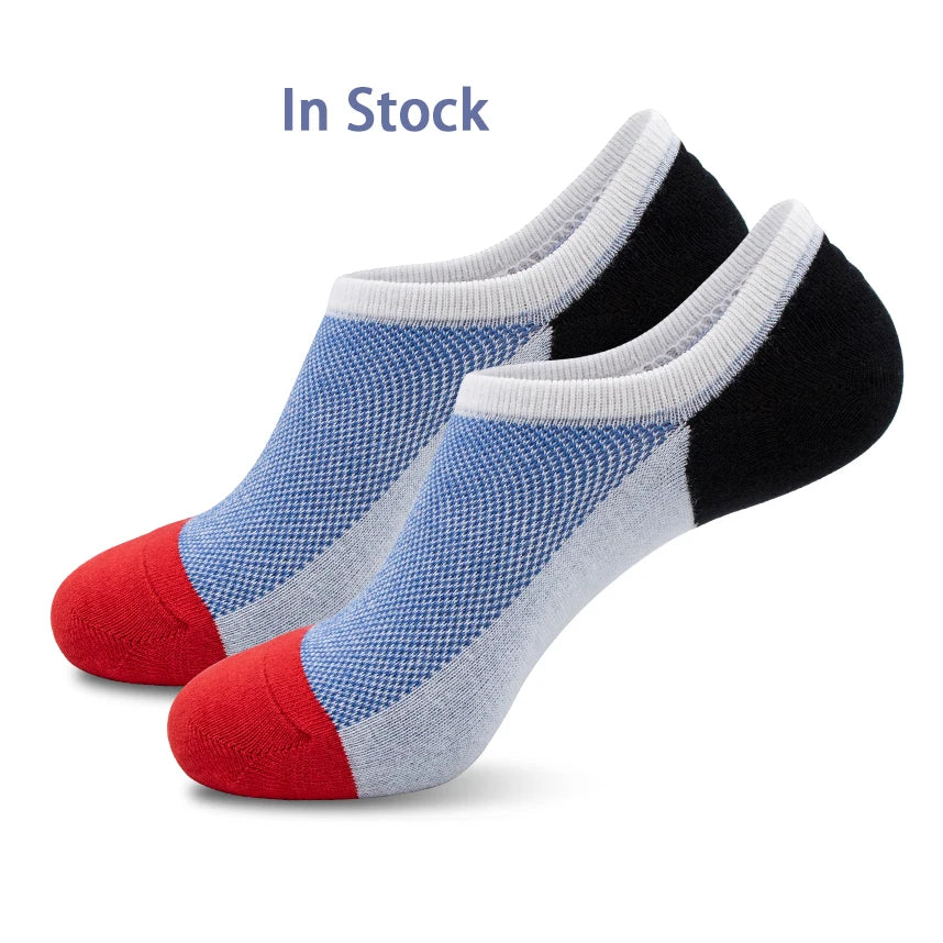 Men's Breathable Athletic Cotton Socks Jacquard Design Knitted Custom Logo Low Cut Anti-Slip Invisible Summer Sports Sock