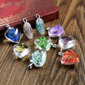 5pcs/lot 27x20mm Crystal Dried Flower Heart Glass Pendants for Necklace DIY Jewelry Making Findings Charms