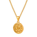 Personality European American Retro Round Embossed Flower Pendant Necklace Stainless Steel Clavicle Chain Women Hypoallergenic