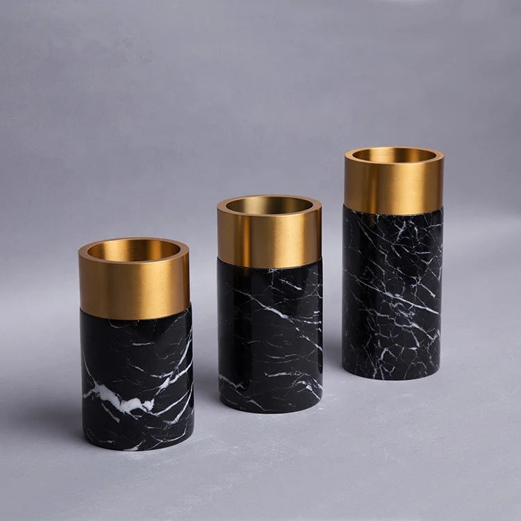 Factory Price Home Decoration White Stone Candle Holder Vase Container Stand Natural Marble Candlestick Holders Candle Cup
