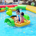 QIQU Swan Frog Duck Cartoon Head Hand Rowed Boat with RGB LED Lights IP67 Waterproof PE Material for Indoor/Outdoor Use