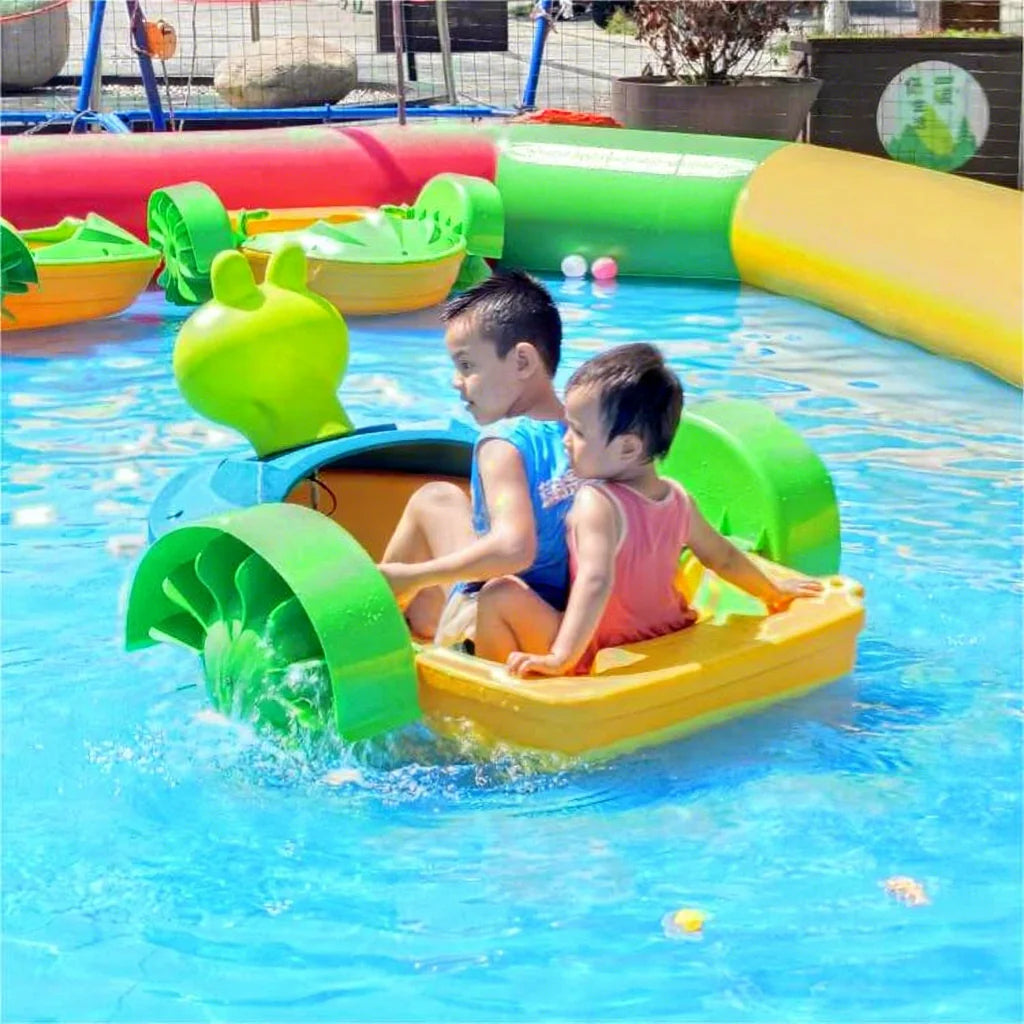 QIQU Swan Frog Duck Cartoon Head Hand Rowed Boat with RGB LED Lights IP67 Waterproof PE Material for Indoor/Outdoor Use