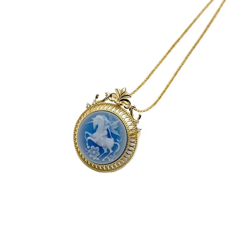 Heizun Factory Wholesale Custom Unicorn Brooch Pendant 925 Silver Chain Fine Jewelry Accessories for Wedding Gift Engagement