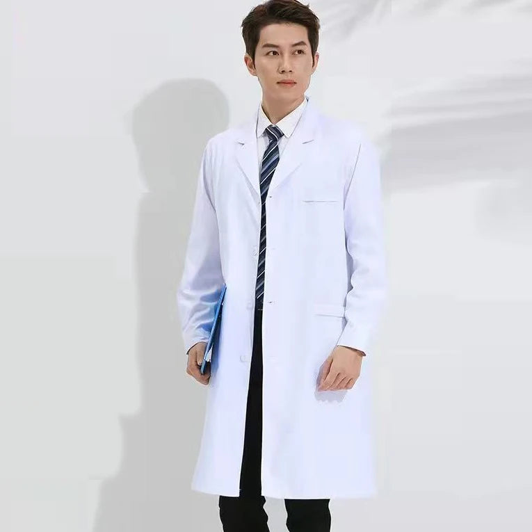 Men Doctor White Clinical Scrubs Lab Coat