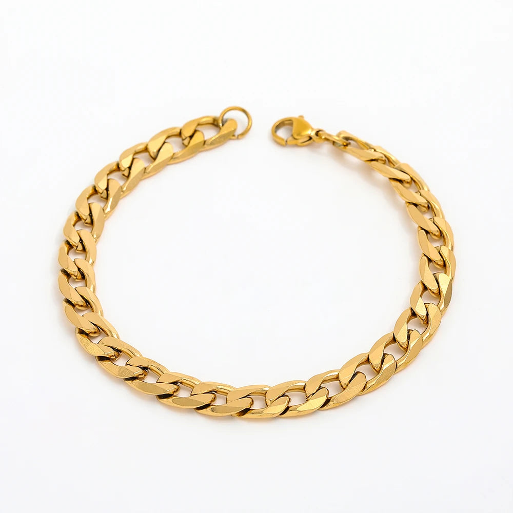 Fenny 18K PVD Plated Dainty Figaro Chunky Chain Link Bracelet Designer for Couples Stainless Steel Jewelry Wholesale