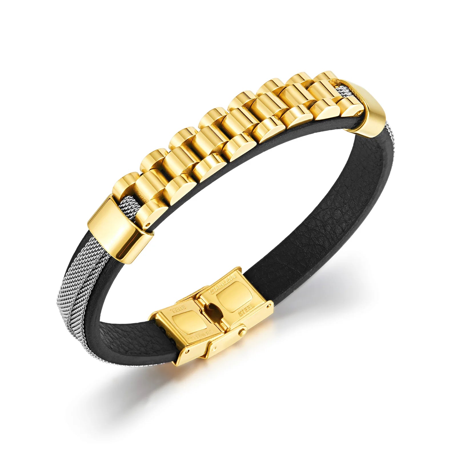 American Style Personalized Stainless Steel Bracelets Hot Selling Foreign Trade Men's Genuine Leather Bracelet Birthday Gift