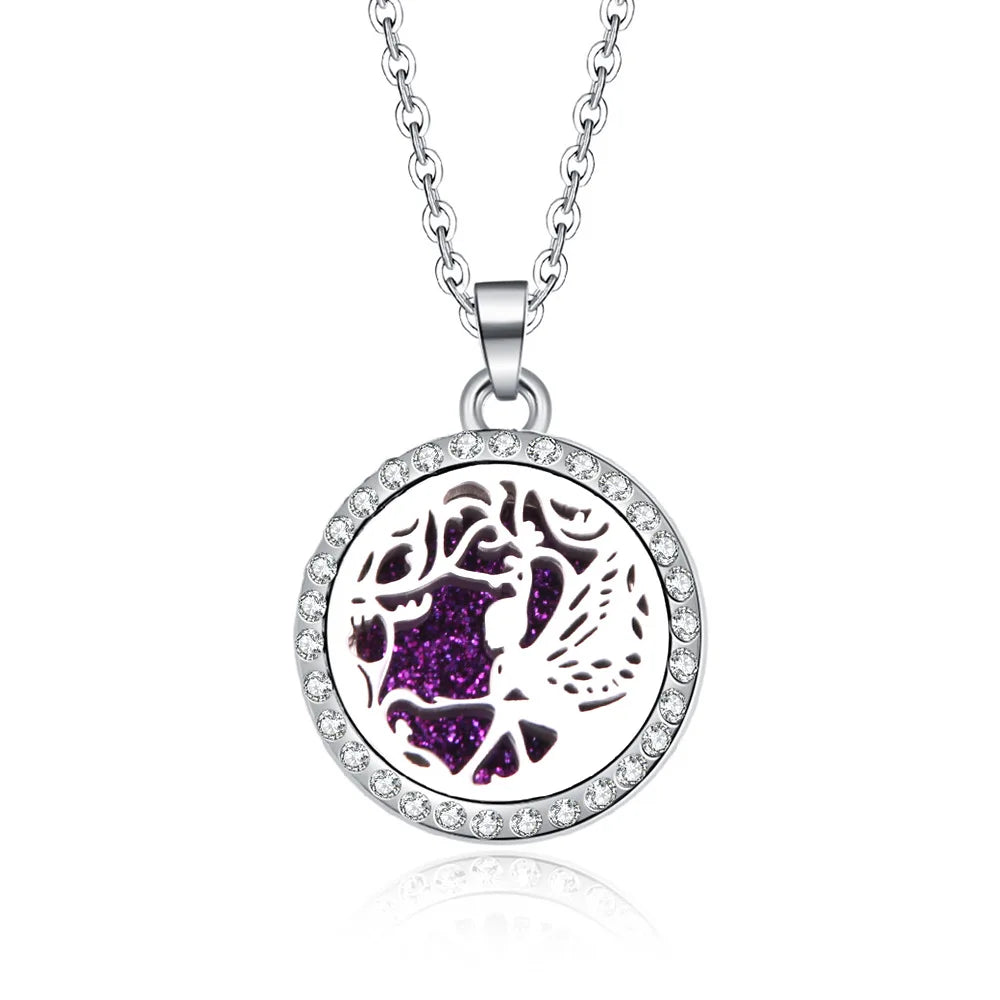 Aromatherapy Essential Oil Diffuser Necklace Life Tree Patterns Pendant Locket Jewelry Chain Magnetic  Perfume Necklace