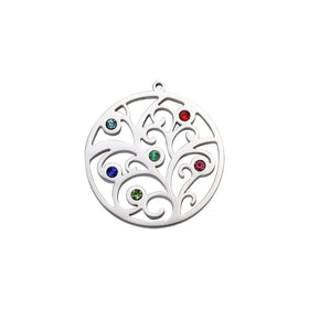 Waterproof Message Charms Life Tree 316L Stainless Steel 25mm Valentine's Day Gift Zircons Hollow DIY Jewelry Making Charms