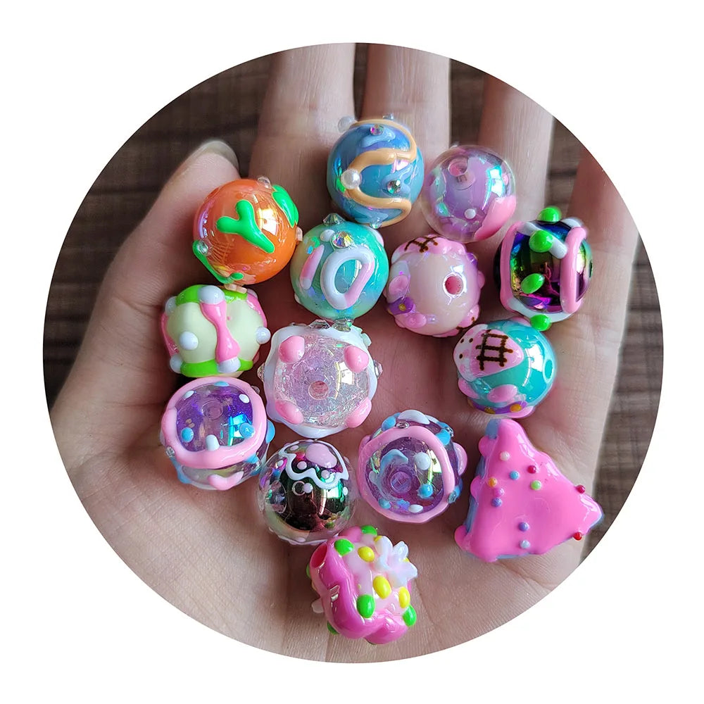 High Quality Round Heart Cube Star Round Beads Acrylic Spacer Beads for Jewelry Making Charm Beads DIY Bracelet Necklace