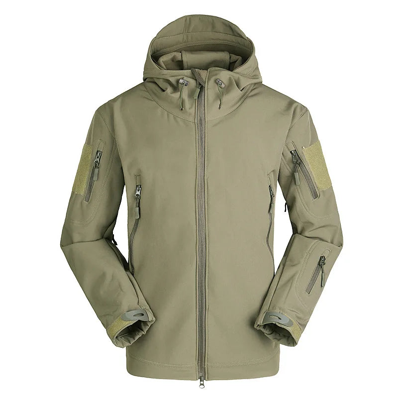 Tan Camo Waterproof Outdoor Softshell Coat Windproof Uniform Hunting Tactical Hoodie Shark Skin Jacket MegaBDM