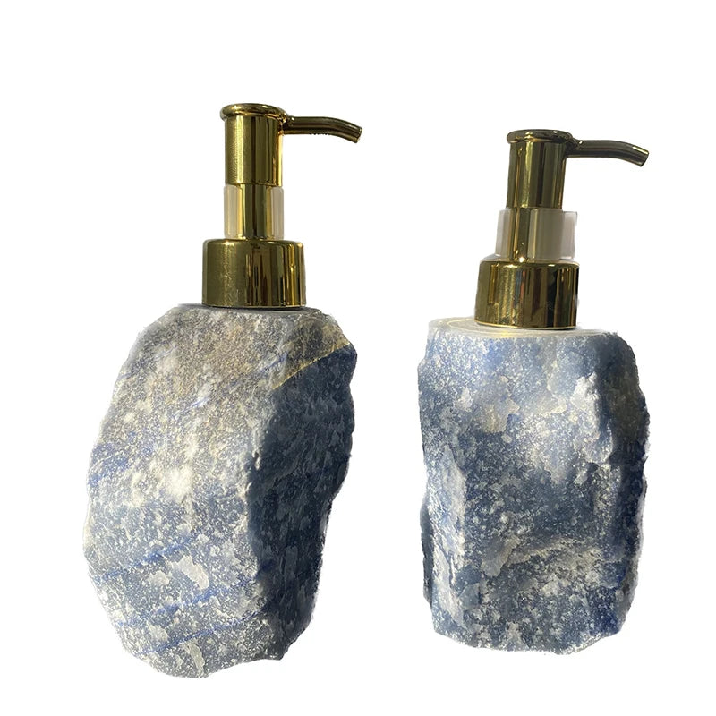 Gemstone Blue Stone Rock Hand Soap Dispenser Bottle Shampoo Bottle for Bathroom Deco