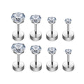 2PCS ASTM F136 Titanium Nose Studs Earrings for Women 4 Prong 20G Round CZ Inlay Ear Tragus Cartilage Helix Piercing Jewelry