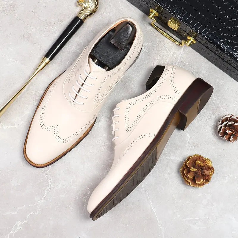 New Trends Business Men's Formal Shoes Genuine Leather Italian Handmade Shoes White Men Wedding Designer Custom Dress Shoes Men