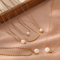 Tendencias 18K Gold Plated Baroque Style Link Chain Necklace Elegant Trendy Summer Jewelry Collection with Pearl