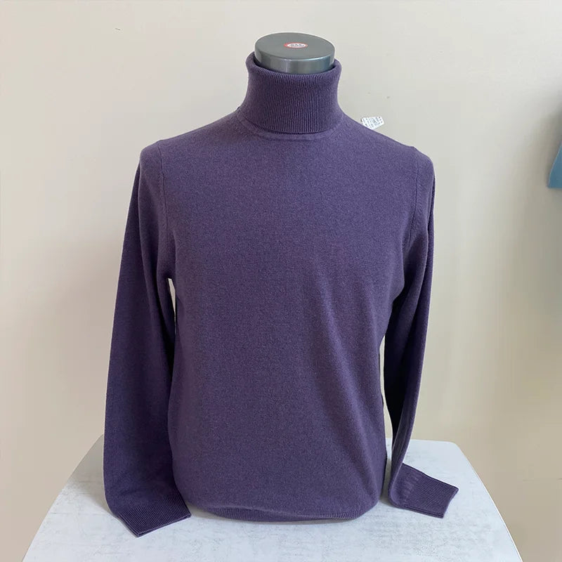 Wholesale Men Turtleneck Sweater Oversized Wool Cashmere Knitted Sweater Men Long Sleeve High Neck Pullover Sweater for Men.