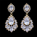 Wholesale Shining Vintage Copper Water Drop Zircon Earrings European and American Brides Women Luxury Prom Gift