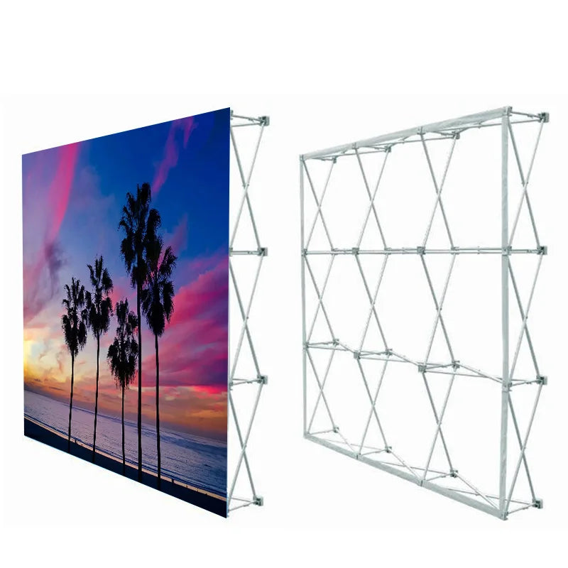 10ft Portable Fabric Trade Show Banner Stand Eco-Friendly Foldable Pop-up Wall Display Booth Frame Backdrop