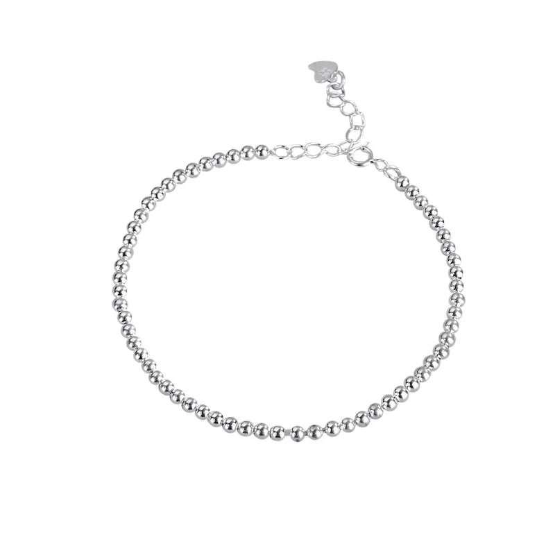 925 Sterling Silver 3MM Small Ball Beaded Bracelet Female Full Beads Simple Creative Temperament Silver Bracelet