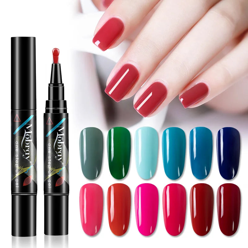 MOBARY Easy to Use and Remove 3 in 1 Design Saving Both Money and Time Does Not Turn Yellow One Step Nail Gel Pen Long Lasting