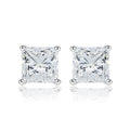 Classic 925 Sterling Silver Jewelry Square CZ Gemstone Stud Earrings