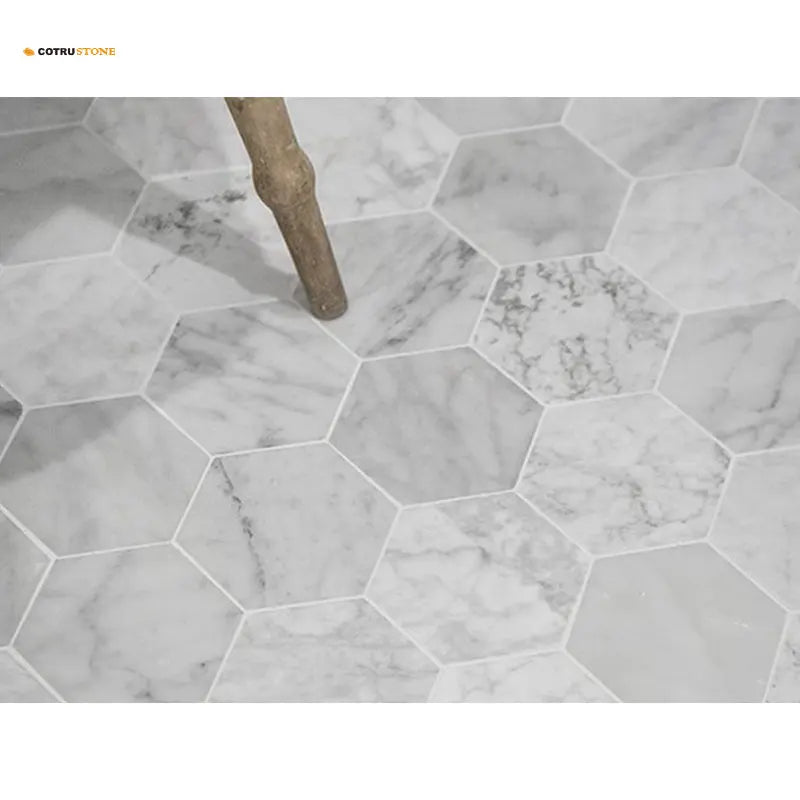 Custom Price Big Size Matt Hexagon Super White Marble Mosaic Tiles Polished Surface for Bathroom Floor Villa High Graphic Design