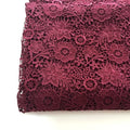 Maroon Embroidery Floral Guipure Lace Fabric