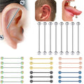 G23 ASTM F136 Titanium Piercing 14G 16G Tongue Ring External Thread Industrial Barbell Ear Tragus Helix Fashion Body Jewelry