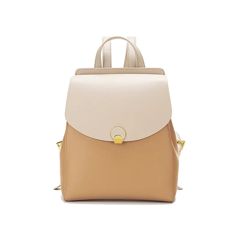 Genuine Cow Leather Small Capacity Backpack for Women Pillow Shape Zipper Hasp Closure Cotton Lining Fashion Shoulder Bag Made