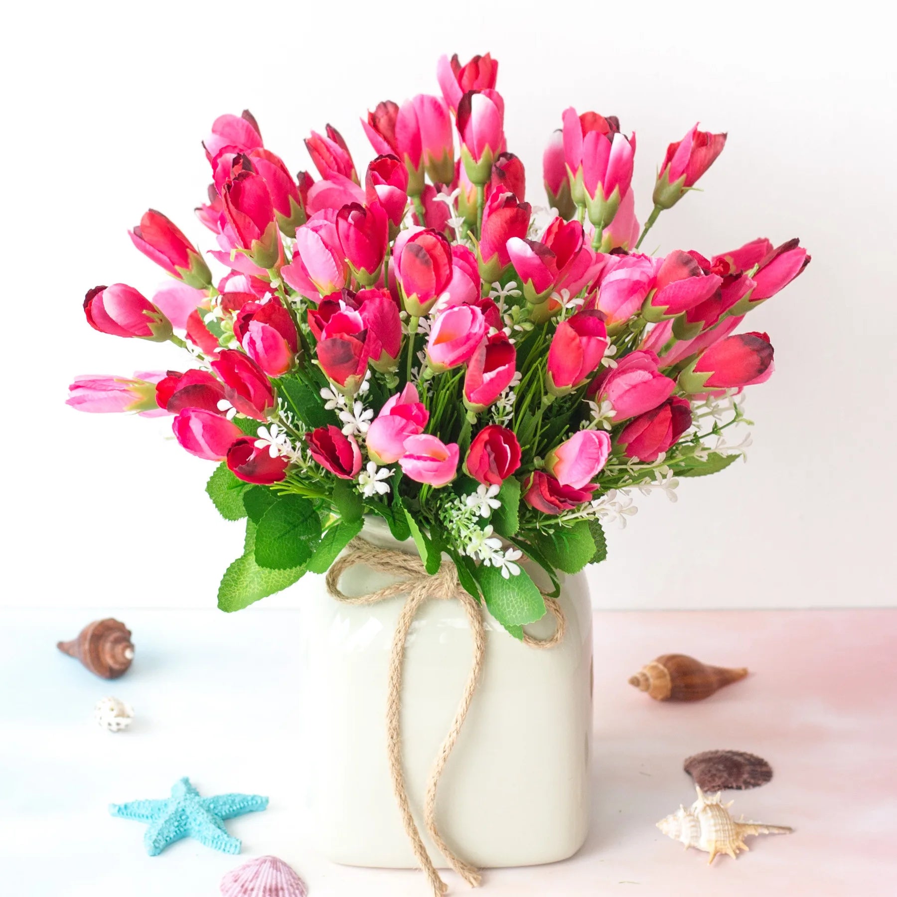 15 Heads Artificial Flower magnolia Buds Indoor Living Room Decoration Pieces Dining Table Silk Flower Art Plastic Flowers