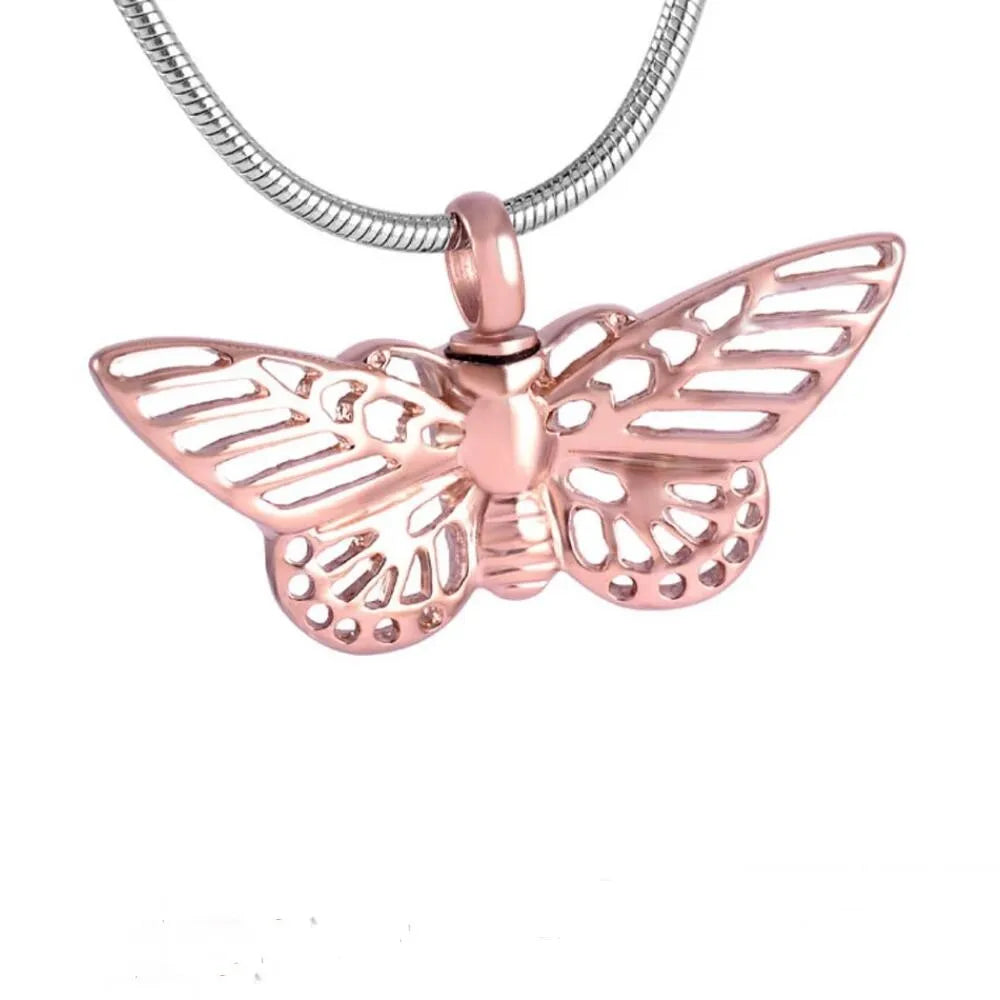 Charm Hollow Butterfly Cremation Urn Necklace Ash Keepsake Pendant Stainless Steel butterfly Um Memorial Pet Holder Animal Jar