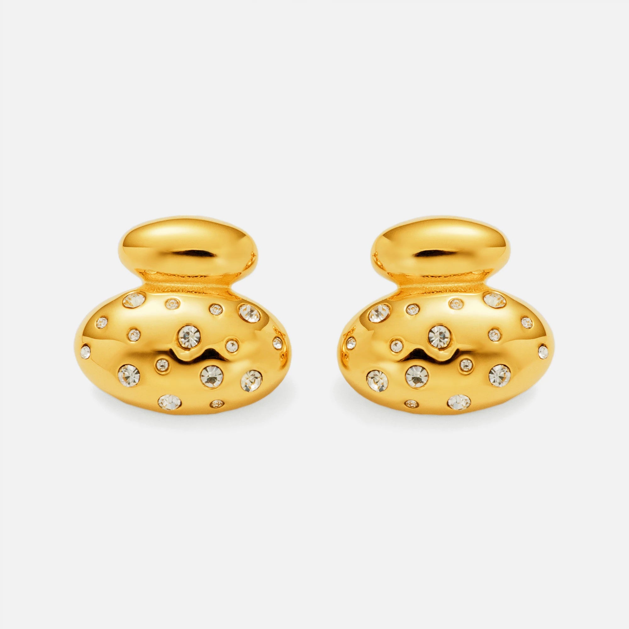 Dazan NEW HOT 18k Gold Plated Hypoallergenic Stainless Steel Modern Star Zircon Chunky Round Earrings Fashion Show Model Jewelry